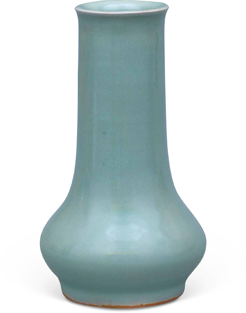 A Longquan Celadon Glazed Columnar Pear Shaped Vase · Southern Song Dynasty (1127-1279)