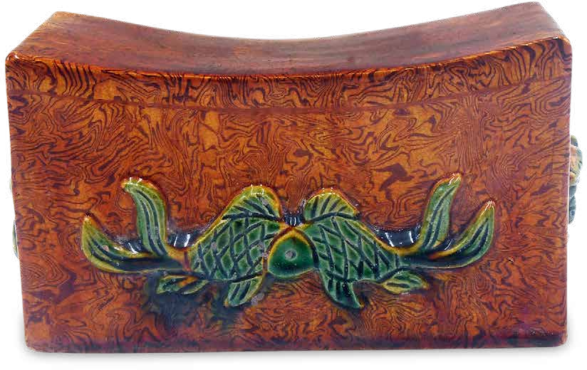 A Rare Gongxian Kiln Marbled-Glazed Pillow With · Tang Dynasty (618-907)